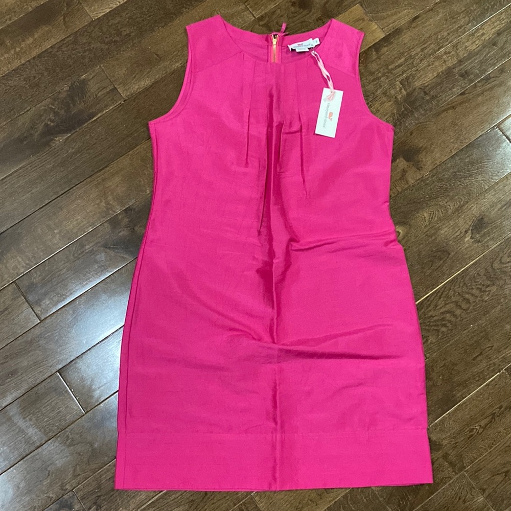 Vineyard vines hot pink shift dress silk blend